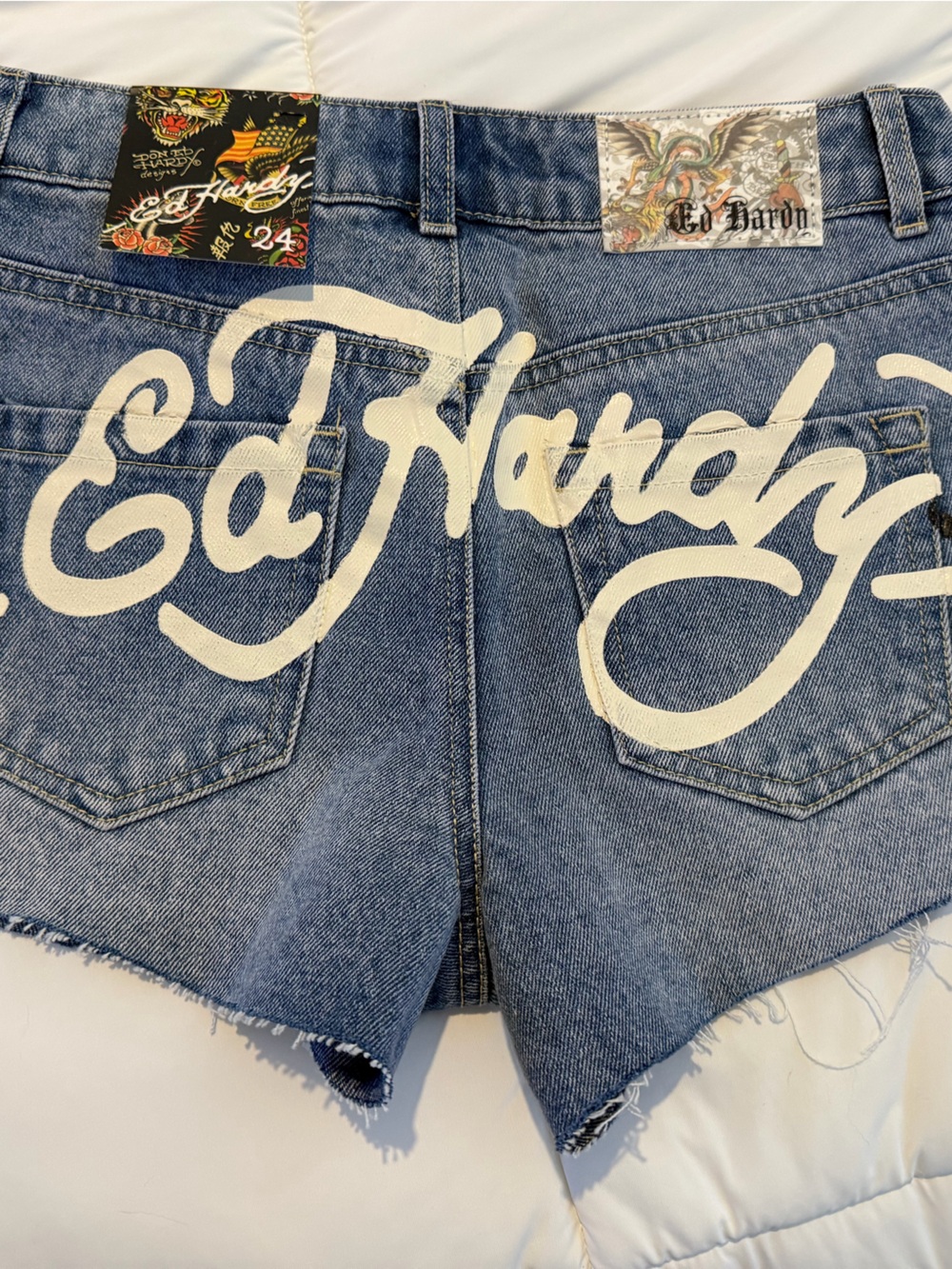 Ed Hardy Blue Denim Waistband Skirt with Signature Label